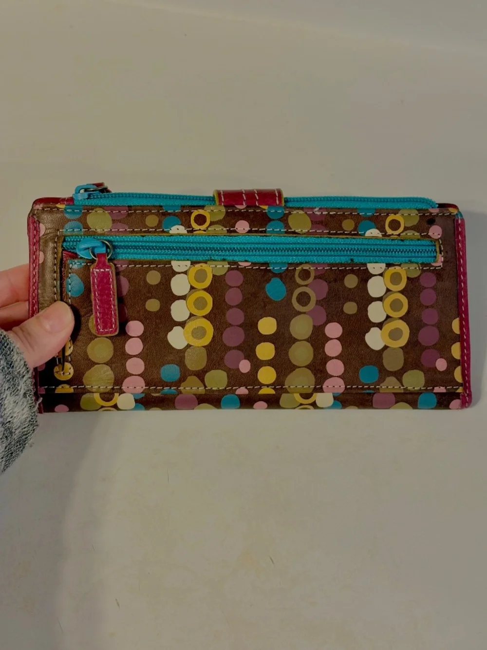 Vintage Fossil Wallet Early 2000s Style Bi Fold Colorful Y2K Retro Boho Hippie